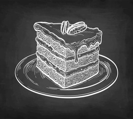 Wall Mural - Chalk sketch of carrot cake.