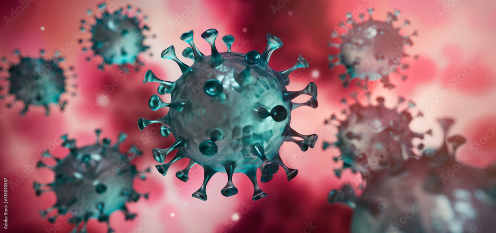 Corona Virus im Inneren des Körpers - Wuhan Virus - obrazy, fototapety, plakaty 