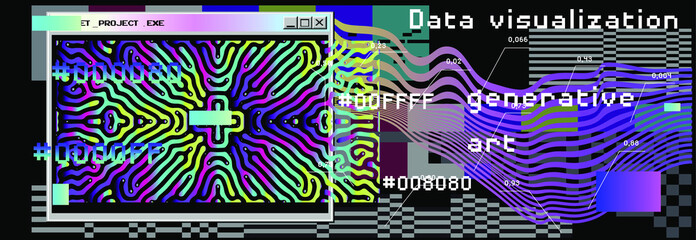 Aufkleber - Abstract Visualization of data and information in graph form. Conceptual 3D illustration of futuristic technology, complex systems and calculations.