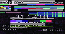Glitch Camera Effect. Retro VHS Background Like In Old Video Tape Rewind Or No Signal TV Screen. Vaporwave/ Retrowave Style Vector Illustration.