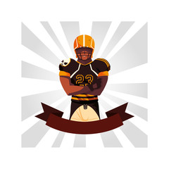 Poster - man player american football with ribbon