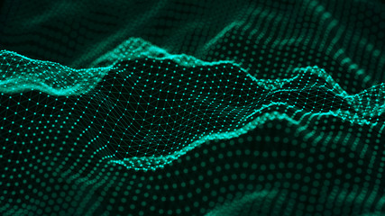 Poster - Visualization musical sounds. Abstract technology background. Artificial intelligence. Science background. Big data visualization. 3D rendering.