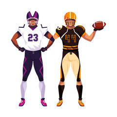 Poster - men players american football on white background