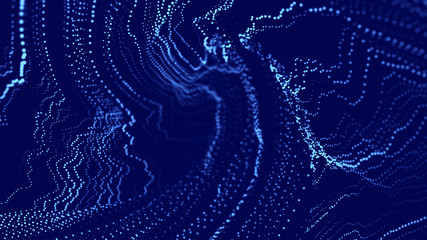 Poster - Futuristic particles background. Digital background with connected blue dots. Big data visualization. 3d rendering.