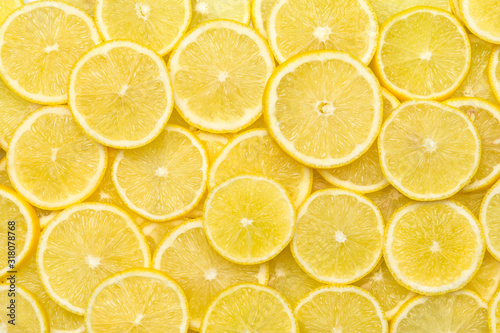 Fresh lemon slices pattern backgrond, close up Tableau sur Toile