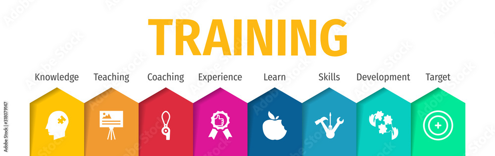 Training Background Images Vector Training Flat Vector Icons. Training Vector Background with Icons ...