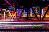 Fototapeta  - Chicago Bridge at Night Side View