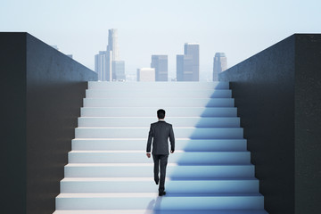 Poster - Businessman climbing on ladder