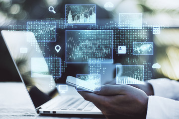 Poster - Businessman hand using laptop