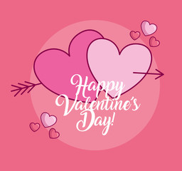 Poster - valentines day celebration with hearts and arrow