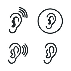 Poster - Ear, hearing icon template color editable. Ear symbol vector sign isolated on white background illustration for graphic and web design.