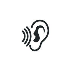 Poster - Ear, hearing icon template color editable. Ear symbol vector sign isolated on white background illustration for graphic and web design.