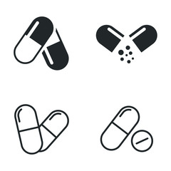 Aufkleber - capsule icon template color editable. medicine symbol vector sign isolated on white background illustration for graphic and web design.