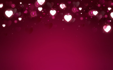 Poster - Valentines Day or Wedding invitation decoration. Hearts shape and bokeh background