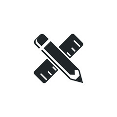 Leinwandbilder - Pencil and ruler icon template color editable. Pencil and ruler symbol vector sign isolated on white background illustration for graphic and web design.