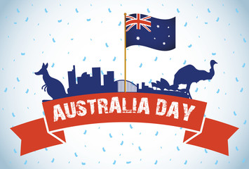 Wall Mural - australia day celebration with flag waving