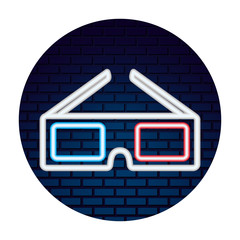 Sticker - cinema glasses with neon lights