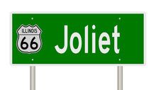 Rendering Of A Green 3d Highway Sign For Joliet Illinois On Route 66