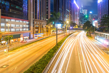 traffic in Hong Kong at night