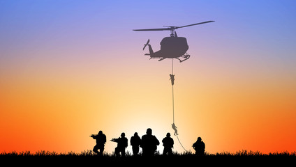 Sticker - Navy seal silhouettes  on sunrise