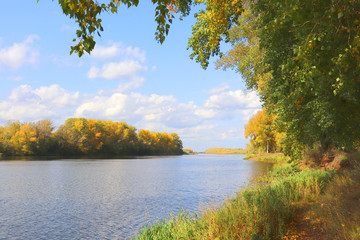 Wall Mural - autumn landscape with river