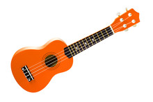 Orange Ukulele Guitar, Isolated On White