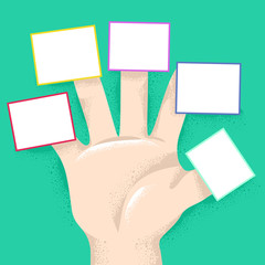 Sticker - Hand Right Fingers Labels Board Illustration