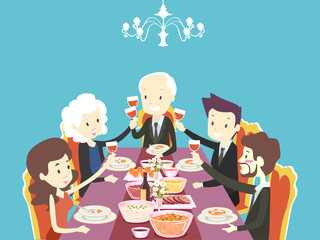 Canvas Print - People Corporate Banquet Illustration