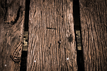 Vintage wood background and wallpaper. Rustic wooden wall texture. Old plank ancient pattern. Antique top table. Textured wooden board for rustic floor, fence or old bridge concepts.