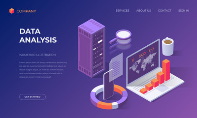 Wall Mural - Landing page for computer data analysis