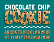 Chocolate Chip Cookie alphabet font. Cartoon cookie letters and numbers. Stock vector illustration for your typography design.