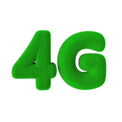 Poster - Green Grass 4G Network Sign. 3d Rendering