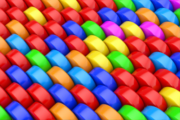 Poster - Colourful Rainbow Abstract Cylinders Background Texture. 3d Rendering