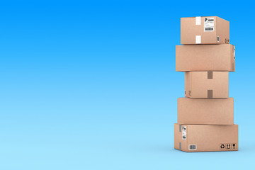 Aufkleber - Cardboard Parcel Boxes Stacked on Each Other. 3d Rendering