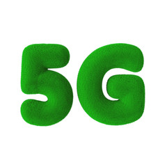 Poster - Green Grass 5G Network Sign. 3d Rendering