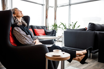 Wall Mural - Having rest at work in comfortable place stock photo