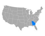 Fototapeta Nowy Jork - Karte von Georgia in USA