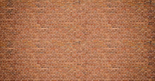 Brick Wall. Old Vintage Brick Wall Pattern. Red Brick Wall Panoramic Background.