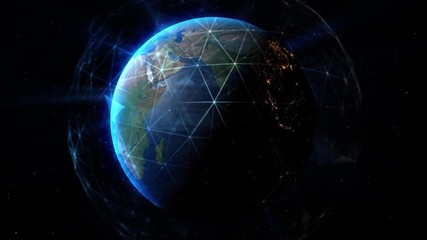 Wall Mural - Sun illuminate the earth in outer space. Special Effects Elements in video Global world network and telecommunication on earth. Elements of this image furnished by NASA.