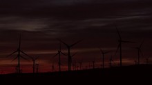  Timelapse Of Windmills And Windpower At Sunset Outside Of Mojave, California