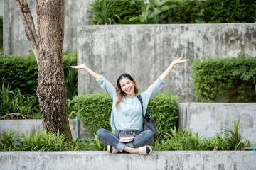 Poster - Happy young Asian University student.