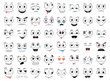 Cartoon faces set. Angry, laughing, smiling, crying, scared and other expressions. Illustration.