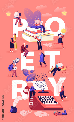 Fotomural People Enjoying Reading and Writing Poetry Concept