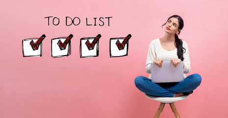 Poster - To do list with young woman using a laptop computer