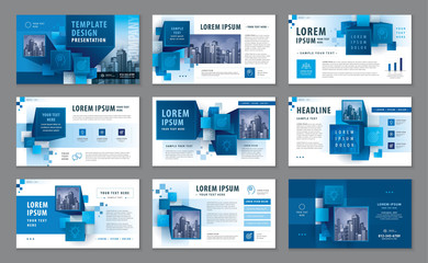 Wall Mural - presentation templates, abstract 3d cube blocks background vector template brochures