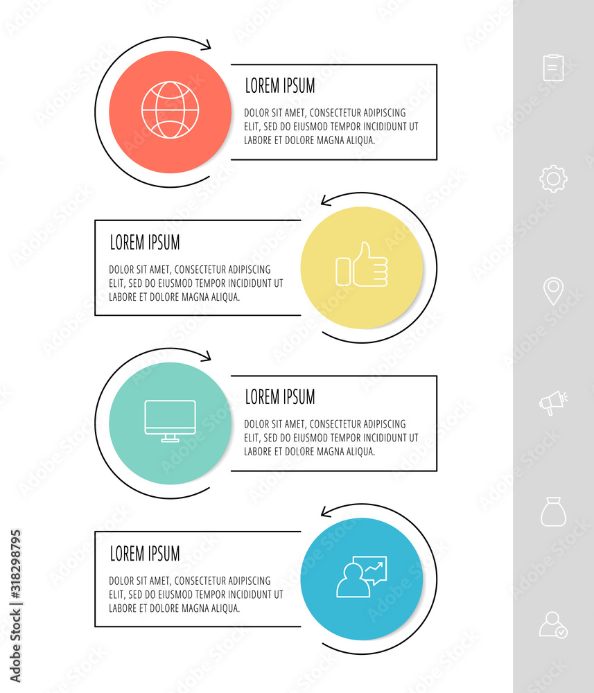 Vector flat template circle infographics. Business concept with 4 ...