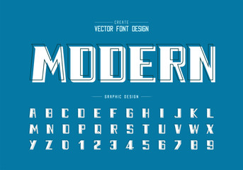 Poster - Line font with white shadow bold Font and alphabet vector, Modern Typeface and number design