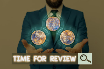 Wall Mural - writing note showing time for review. business concept for evaluation feedback moment perforanalysis
