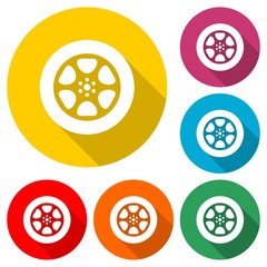 Wall Mural - Film reel icon isolated with long shadow