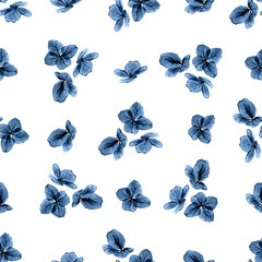 abstract classic blue watercolor bohemian seamless pattern. hand painted background. isolated blue h